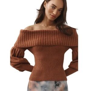 Anthropologie Cinnamon Off-Shoulder Sweater